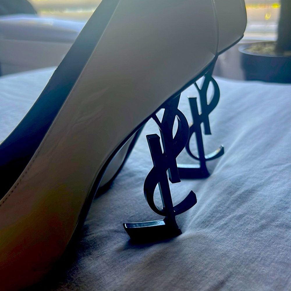 YSL White pumps
